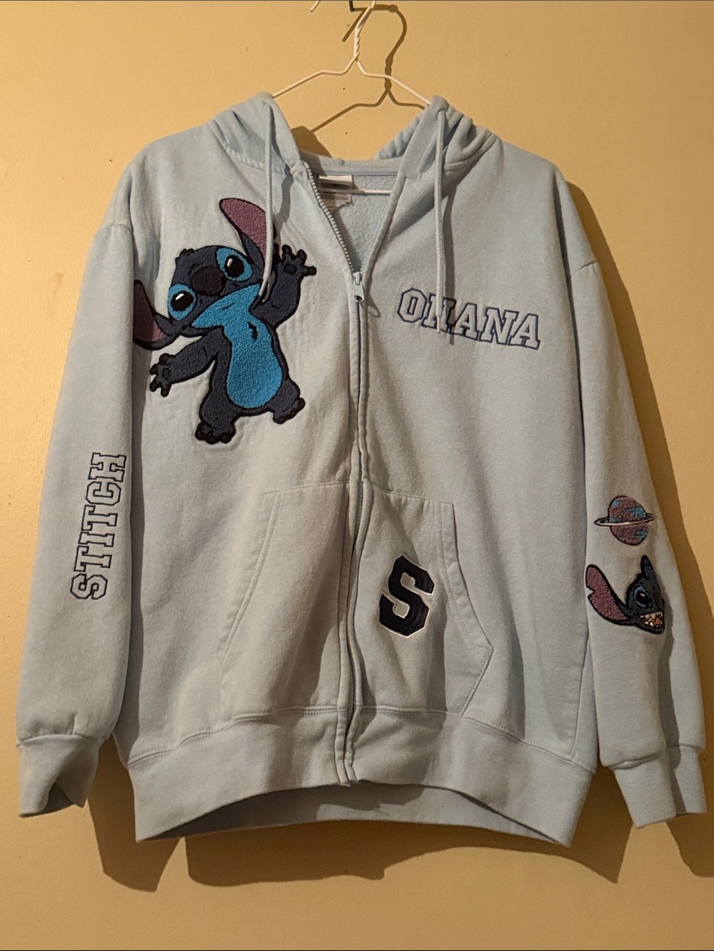 Disney Light Blue Stitch Zip-Up Hoodie Jacket for Kids